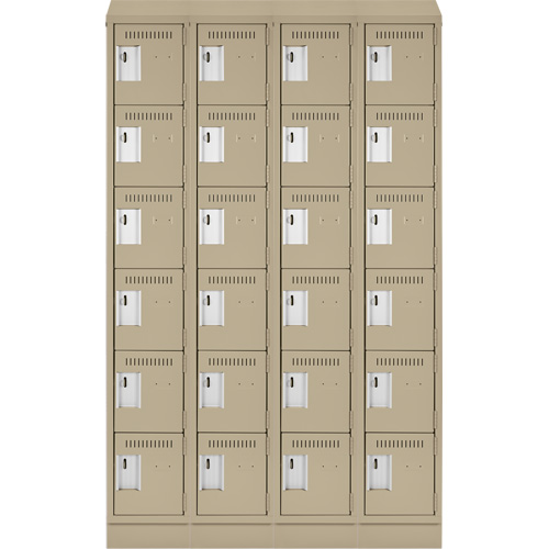 Clean Line Lockerette , 6 -tier, Bank of 4, 48" x 18" x 82", Steel, Beige, Rivet (Assembled) Haskins Industrial Inc.
