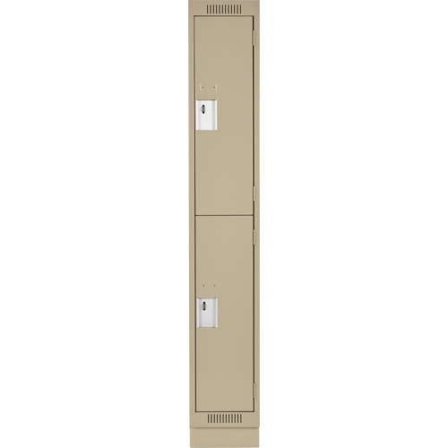 Clean Line Lockers, 2 -tier, 12" x 18" x 76", Steel, Beige, Rivet (Assembled) Haskins Industrial Inc.