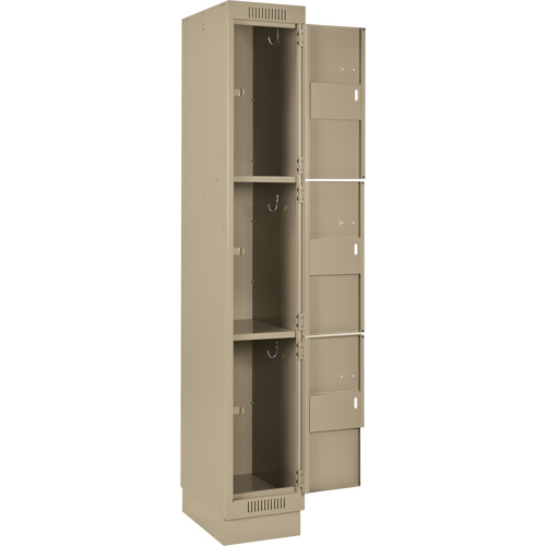 Clean Line Lockers, 3 -tier, Bank of 4, 48" x 18" x 76", Steel, Beige, Rivet (Assembled) Haskins Industrial Inc.