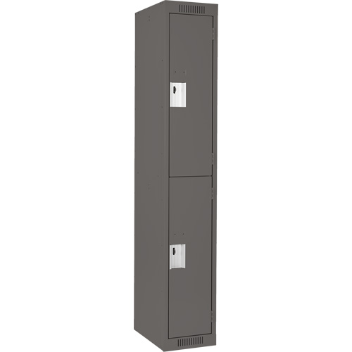 Clean Line Lockers, 2 -tier, 12" x 18" x 72", Steel, Charcoal, Rivet (Assembled) Haskins Industrial Inc.