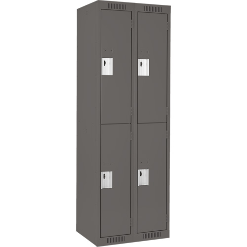 Clean Line Lockers, 2 -tier, Bank of 2, 24" x 18" x 72", Steel, Charcoal, Rivet (Assembled) Haskins Industrial Inc.