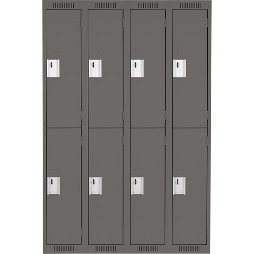 Clean Line Lockers, 2 -tier, Bank of 4, 48" x 18" x 72", Steel, Charcoal, Rivet (Assembled) Haskins Industrial Inc.