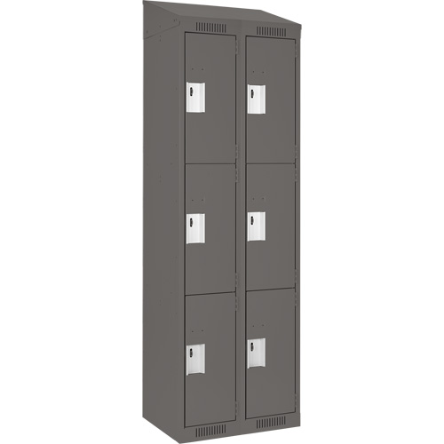 Casiers Clean Line, 3 niveaux, Bloc de 2, 24" x 18" x 78", Acier, Charbon, Rivet (assembl&eacute;) Haskins Industrial Inc.