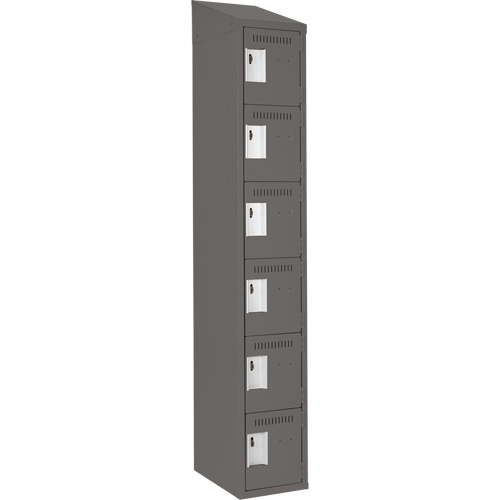 Clean Line Lockerette, 6 -tier, 12" x 18" x 78", Steel, Charcoal, Rivet (Assembled) Haskins Industrial Inc.