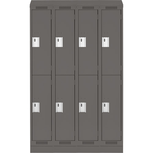 Clean Line Lockers, 2 -tier, Bank of 4, 48" x 18" x 82", Steel, Charcoal, Rivet (Assembled) Haskins Industrial Inc.
