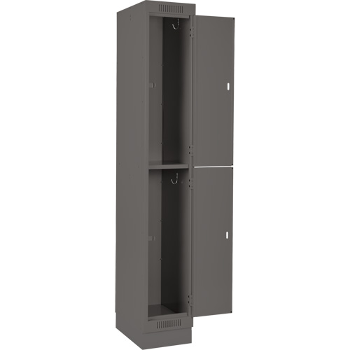 Clean Line Lockers, 2 -tier, Bank of 3, 36" x 18" x 76", Steel, Charcoal, Rivet (Assembled) Haskins Industrial Inc.