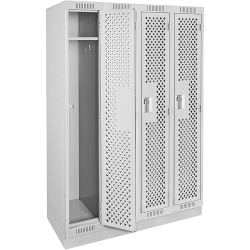 Clean Line Lockers, Bank of 4, 48" x 15" x 76", Steel, Grey, Rivet (Assembled), Perforated Haskins Industrial Inc.