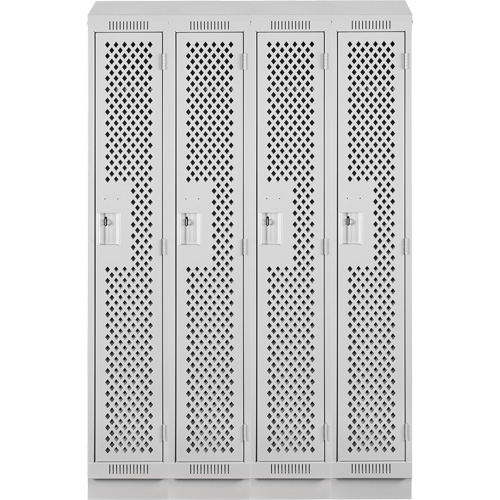 Clean Line Lockers, Bank of 4, 48" x 18" x 82", Steel, Grey, Rivet (Assembled), Perforated Haskins Industrial Inc.