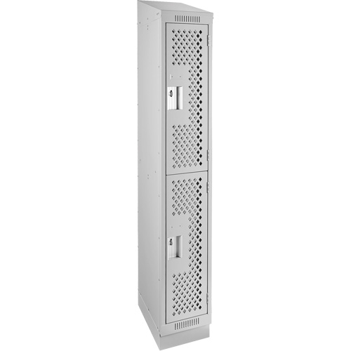 Clean Line Lockers, 2 -tier, 12" x 12" x 82", Steel, Grey, Rivet (Assembled), Perforated Haskins Industrial Inc.