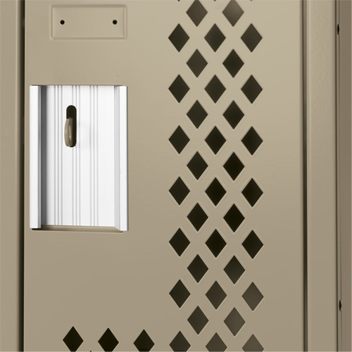 Clean Line Lockers, Bank of 4, 48" x 18" x 82", Steel, Beige, Rivet (Assembled), Perforated Haskins Industrial Inc.
