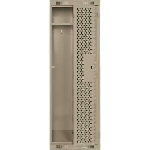Clean Line Lockers, Bank of 2, 24" x 12" x 72", Steel, Beige, Rivet (Assembled), Perforated Haskins Industrial Inc.