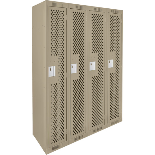 Clean Line Lockers, Bank of 4, 48" x 12" x 72", Steel, Beige, Rivet (Assembled), Perforated Haskins Industrial Inc.