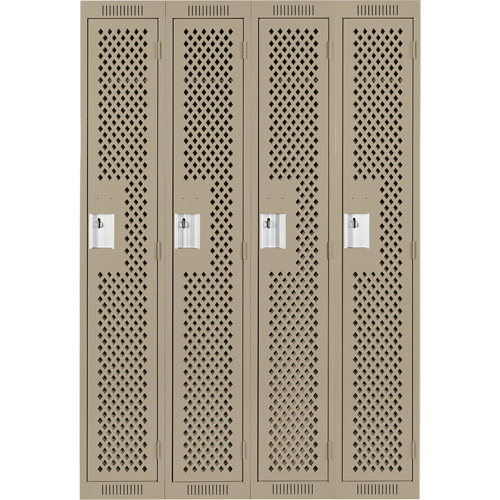 Clean Line Lockers, Bank of 4, 48" x 12" x 72", Steel, Beige, Rivet (Assembled), Perforated Haskins Industrial Inc.