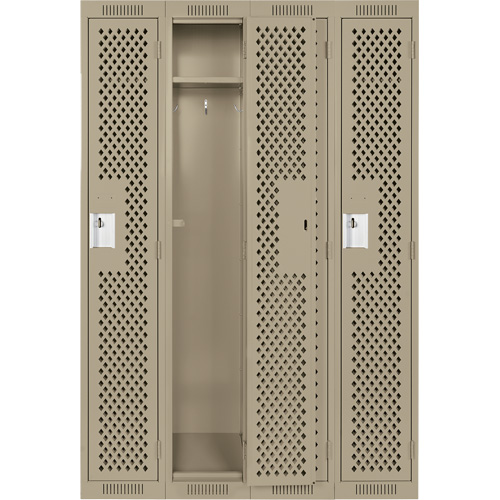 Clean Line Lockers, Bank of 4, 48" x 12" x 72", Steel, Beige, Rivet (Assembled), Perforated Haskins Industrial Inc.