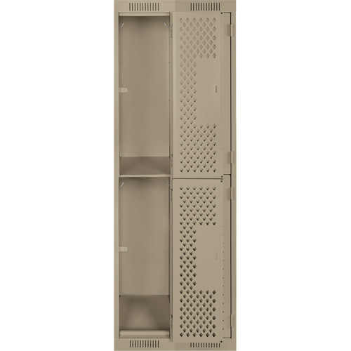 Clean Line Lockers, 2 -tier, Bank of 2, 24" x 12" x 72", Steel, Beige, Rivet (Assembled), Perforated Haskins Industrial Inc.