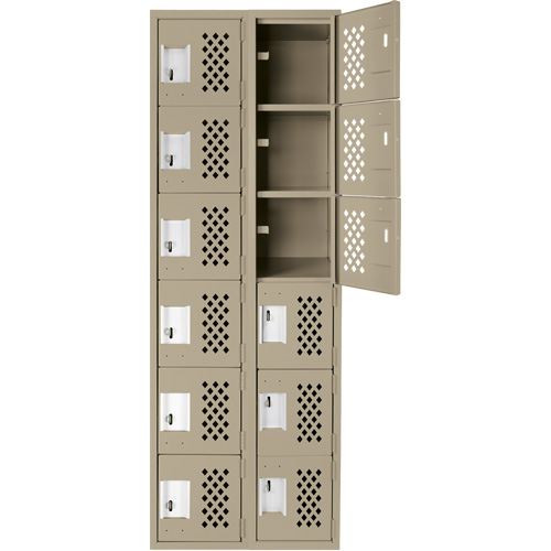 Clean-Line Perforated Lockerette, 6 -tier, Bank of 2, 12" x 72" x 12", Steel Haskins Industrial Inc.