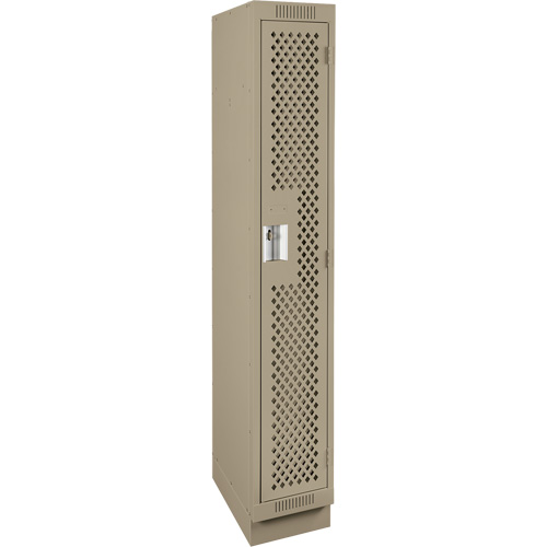 Clean Line Lockers, 12" x 15" x 76", Steel, Beige, Rivet (Assembled), Perforated Haskins Industrial Inc.