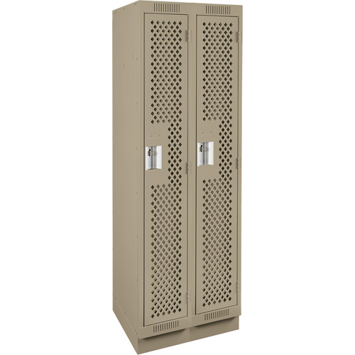 Clean Line Lockers, Bank of 2, 24" x 15" x 76", Steel, Beige, Rivet (Assembled), Perforated Haskins Industrial Inc.