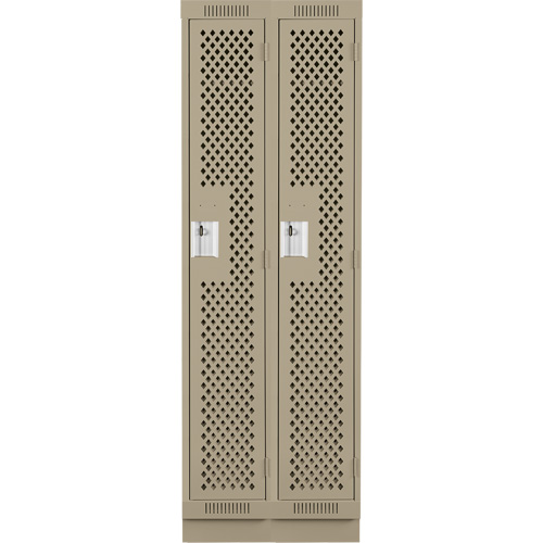 Clean Line Lockers, Bank of 2, 24" x 15" x 76", Steel, Beige, Rivet (Assembled), Perforated Haskins Industrial Inc.