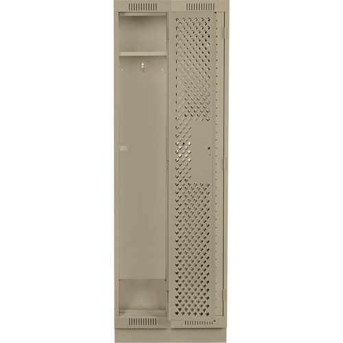 Clean Line Lockers, Bank of 2, 24" x 15" x 76", Steel, Beige, Rivet (Assembled), Perforated Haskins Industrial Inc.