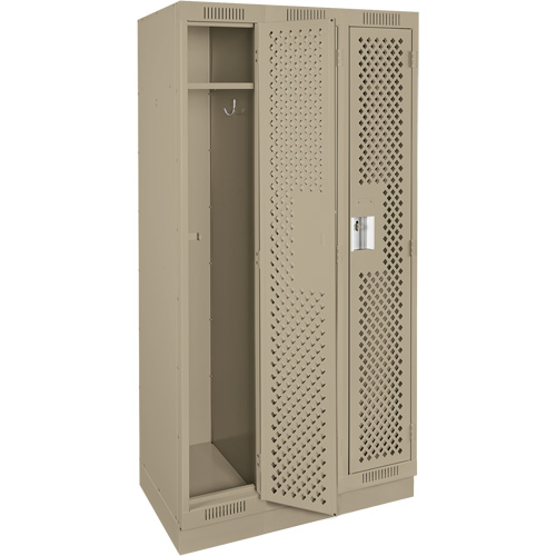 Clean Line Lockers, Bank of 3, 36" x 15" x 76", Steel, Beige, Rivet (Assembled), Perforated Haskins Industrial Inc.