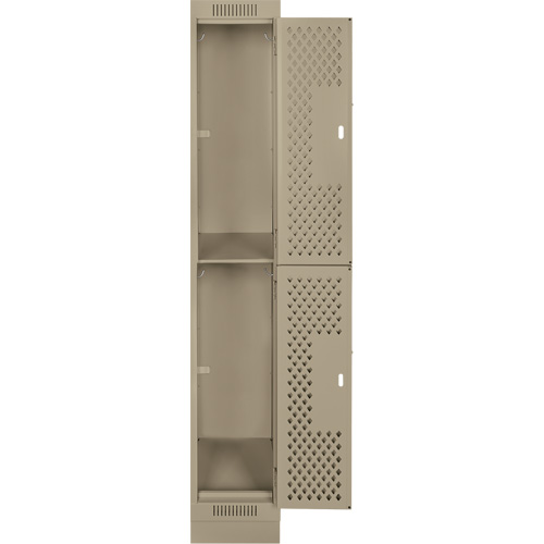 Clean Line Lockers, 2 -tier, 12" x 15" x 76", Steel, Beige, Rivet (Assembled), Perforated Haskins Industrial Inc.