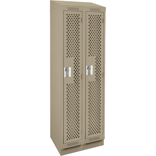 Clean Line Lockers, Bank of 2, 24" x 18" x 82", Steel, Beige, Rivet (Assembled), Perforated Haskins Industrial Inc.