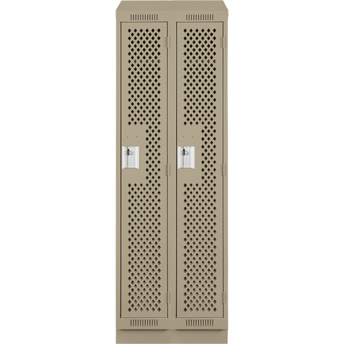 Clean Line Lockers, Bank of 2, 24" x 18" x 82", Steel, Beige, Rivet (Assembled), Perforated Haskins Industrial Inc.