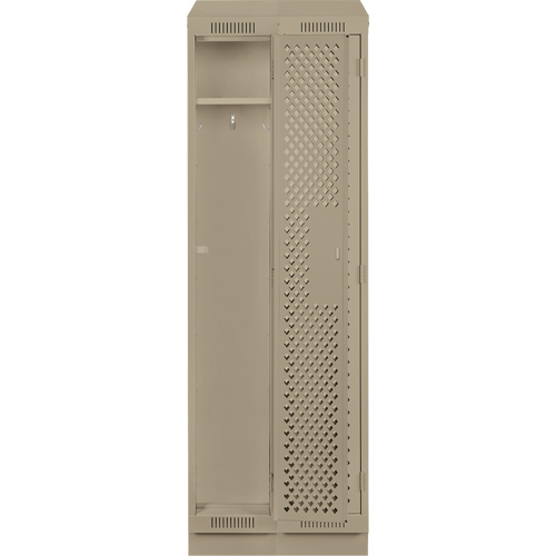 Clean Line Lockers, Bank of 2, 24" x 18" x 82", Steel, Beige, Rivet (Assembled), Perforated Haskins Industrial Inc.