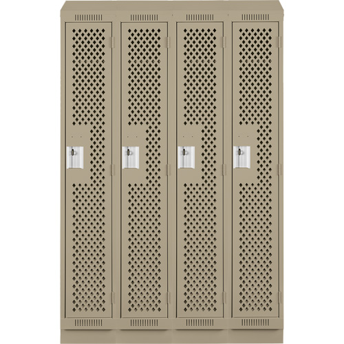Clean Line Lockers, Bank of 4, 48" x 18" x 82", Steel, Beige, Rivet (Assembled), Perforated Haskins Industrial Inc.