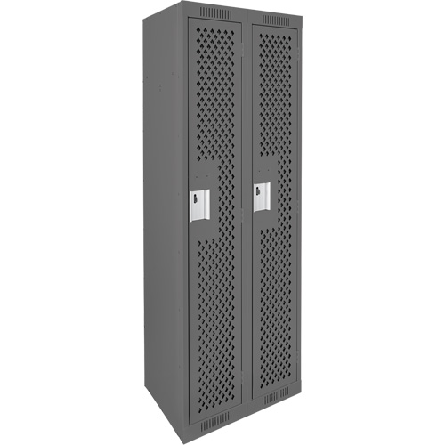 Clean Line Lockers, Bank of 2, 24" x 12" x 72", Steel, Charcoal, Rivet (Assembled), Perforated Haskins Industrial Inc.