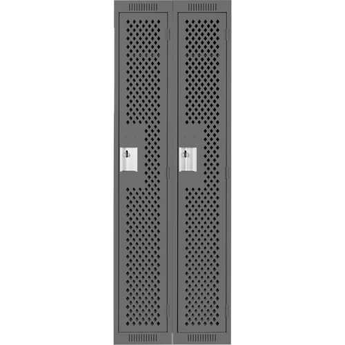 Clean Line Lockers, Bank of 2, 24" x 12" x 72", Steel, Charcoal, Rivet (Assembled), Perforated Haskins Industrial Inc.