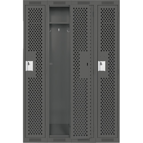 Clean Line Lockers, Bank of 4, 48" x 12" x 72", Steel, Charcoal, Rivet (Assembled), Perforated Haskins Industrial Inc.