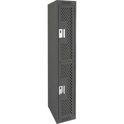 Clean Line Lockers, 2 -tier, 12" x 12" x 72", Steel, Charcoal, Rivet (Assembled), Perforated Haskins Industrial Inc.