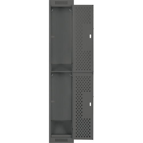 Clean Line Lockers, 2 -tier, 12" x 12" x 72", Steel, Charcoal, Rivet (Assembled), Perforated Haskins Industrial Inc.