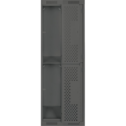 Clean Line Lockers, 2 -tier, Bank of 2, 24" x 12" x 72", Steel, Charcoal, Rivet (Assembled), Perforated Haskins Industrial Inc.