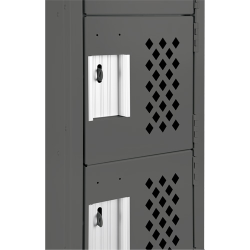 Assembled Lockerettes Clean Line Perforated Economy Lockers, 6 -tier, Bank of 3, 18" x 72" x 12", Steel Haskins Industrial Inc.