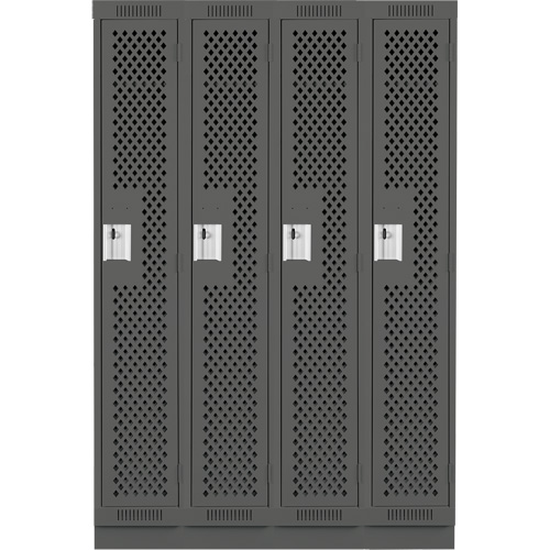 Clean Line Lockers, Bank of 4, 48" x 15" x 76", Steel, Charcoal, Rivet (Assembled), Perforated Haskins Industrial Inc.
