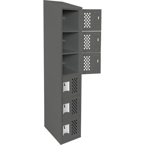 Assembled Lockerettes Clean Line Perforated Economy Lockers, 6 -tier, 18" x 72" x 12", Steel Haskins Industrial Inc.