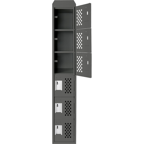 Assembled Lockerettes Clean Line Perforated Economy Lockers, 6 -tier, 18" x 72" x 12", Steel Haskins Industrial Inc.