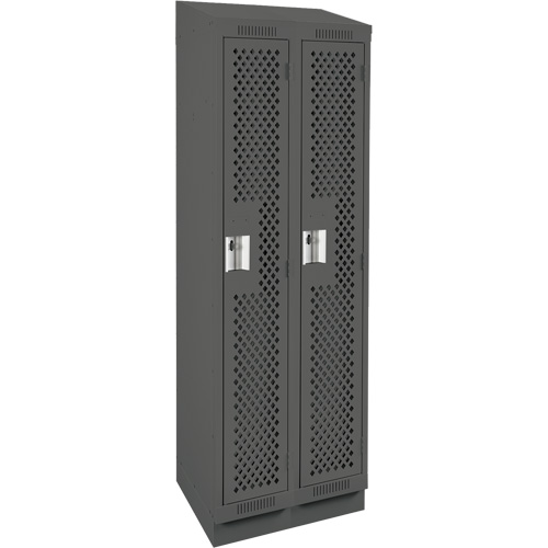 Clean Line Lockers, Bank of 2, 24" x 18" x 82", Steel, Charcoal, Rivet (Assembled), Perforated Haskins Industrial Inc.