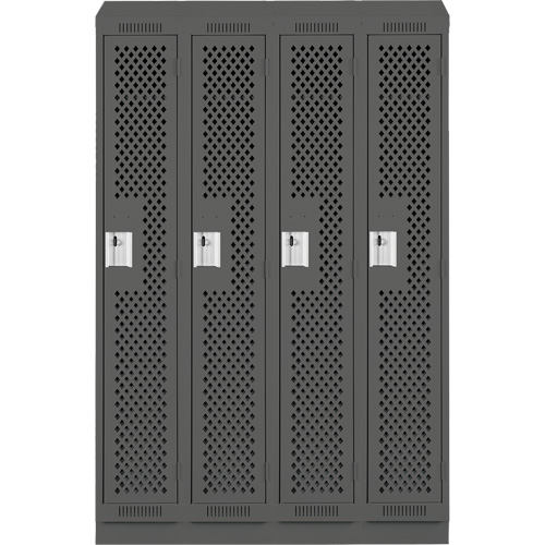 Clean Line Lockers, Bank of 4, 48" x 18" x 82", Steel, Charcoal, Rivet (Assembled), Perforated Haskins Industrial Inc.