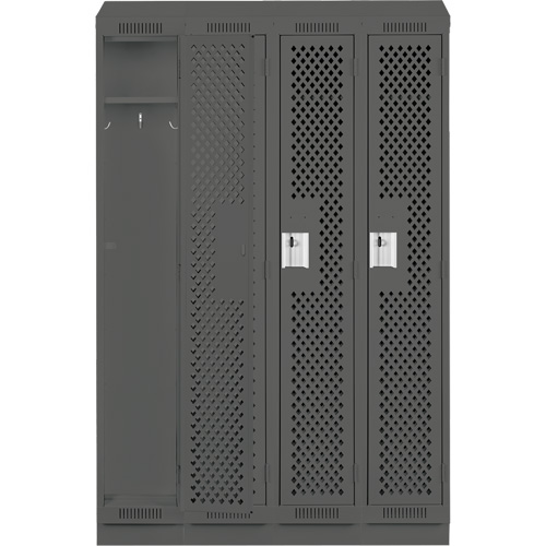 Clean Line Lockers, Bank of 4, 48" x 18" x 82", Steel, Charcoal, Rivet (Assembled), Perforated Haskins Industrial Inc.
