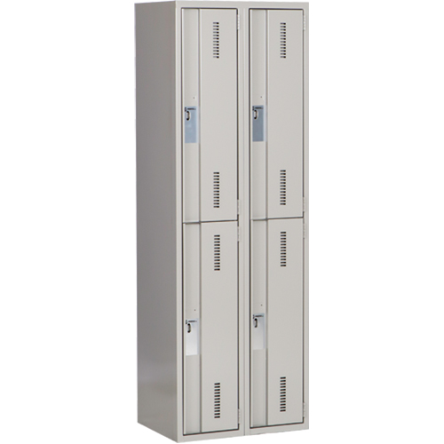 Concorde Heavy-Duty Lockers, 2 -tier, Bank of 2, 24" x 18" x 72", Steel, Grey, Welded (Assembled) Haskins Industrial Inc.