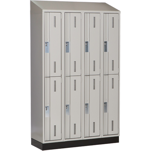 Concorde Heavy-Duty Lockers, 2 -tier, Bank of 4, 48" x 18" x 82", Steel, Grey, Welded (Assembled) Haskins Industrial Inc.