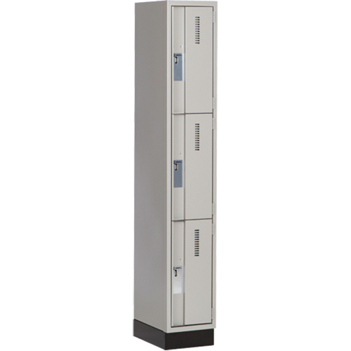 Concorde Heavy-Duty Lockers, 3 -tier, 12" x 18" x 76", Steel, Grey, Welded (Assembled) Haskins Industrial Inc.