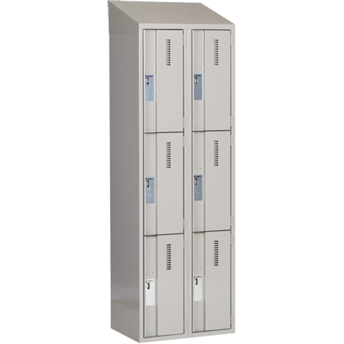 Concorde Heavy-Duty Lockers, 3 -tier, Bank of 2, 24" x 18" x 78", Steel, Grey, Welded (Assembled) Haskins Industrial Inc.