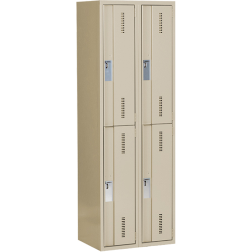 Concorde Heavy-Duty Lockers, 2 -tier, Bank of 2, 24" x 18" x 72", Steel, Beige, Welded (Assembled) Haskins Industrial Inc.