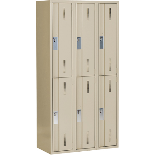 Concorde Heavy-Duty Lockers, 2 -tier, Bank of 3, 36" x 18" x 72", Steel, Beige, Welded (Assembled) Haskins Industrial Inc.