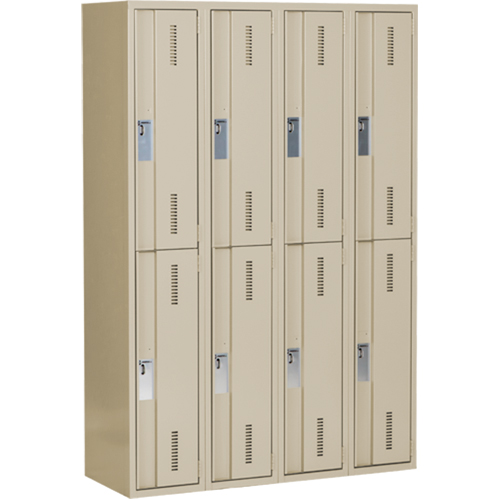 Concorde Heavy-Duty Lockers, 2 -tier, Bank of 4, 48" x 18" x 72", Steel, Beige, Welded (Assembled) Haskins Industrial Inc.